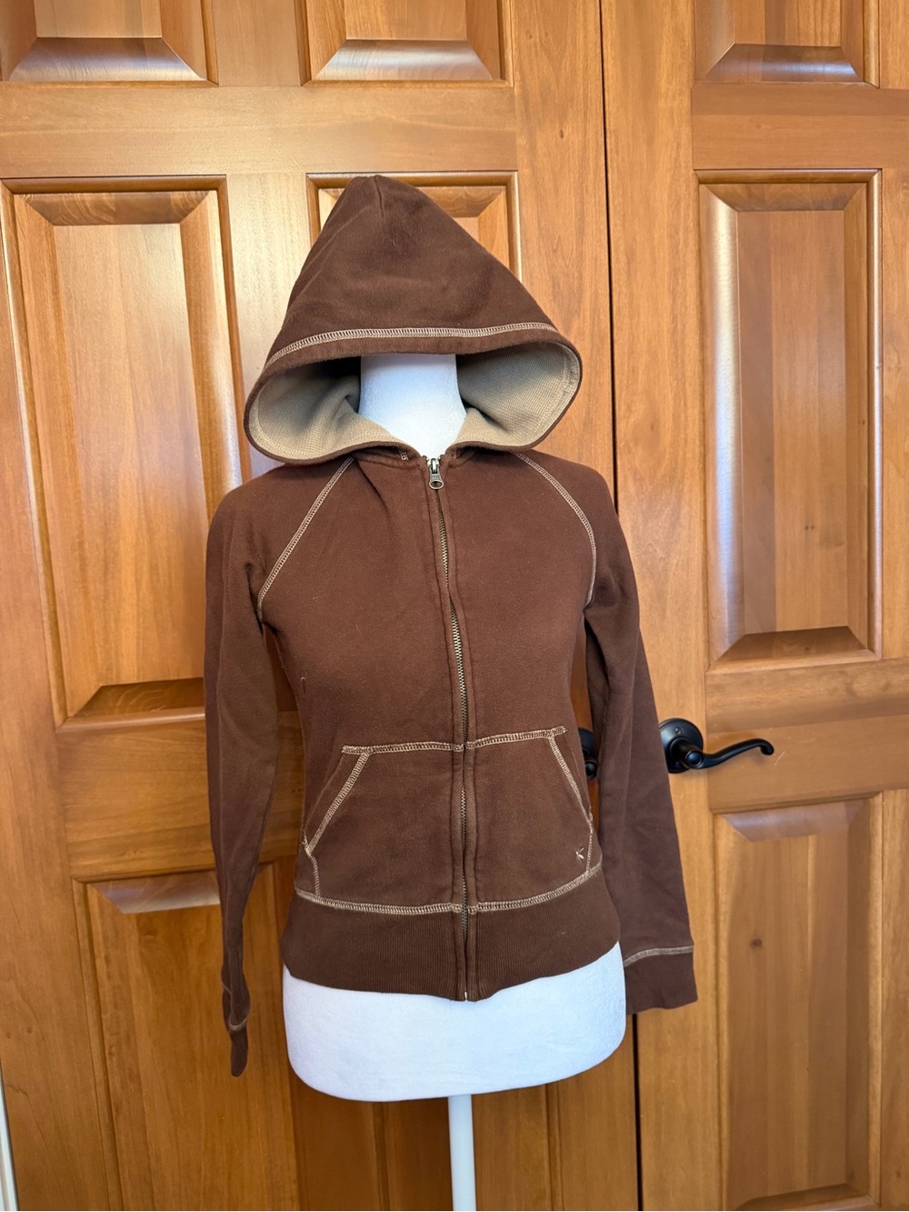 SO Brown Full Zip Hooded Sweatshirt Women’s Size Small Y2K